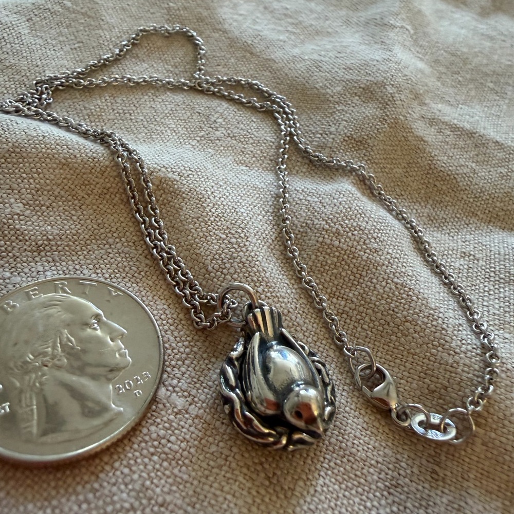 Reserved do not buy.James Avery Retired Bird in a Nest with enamel blue Egg 925